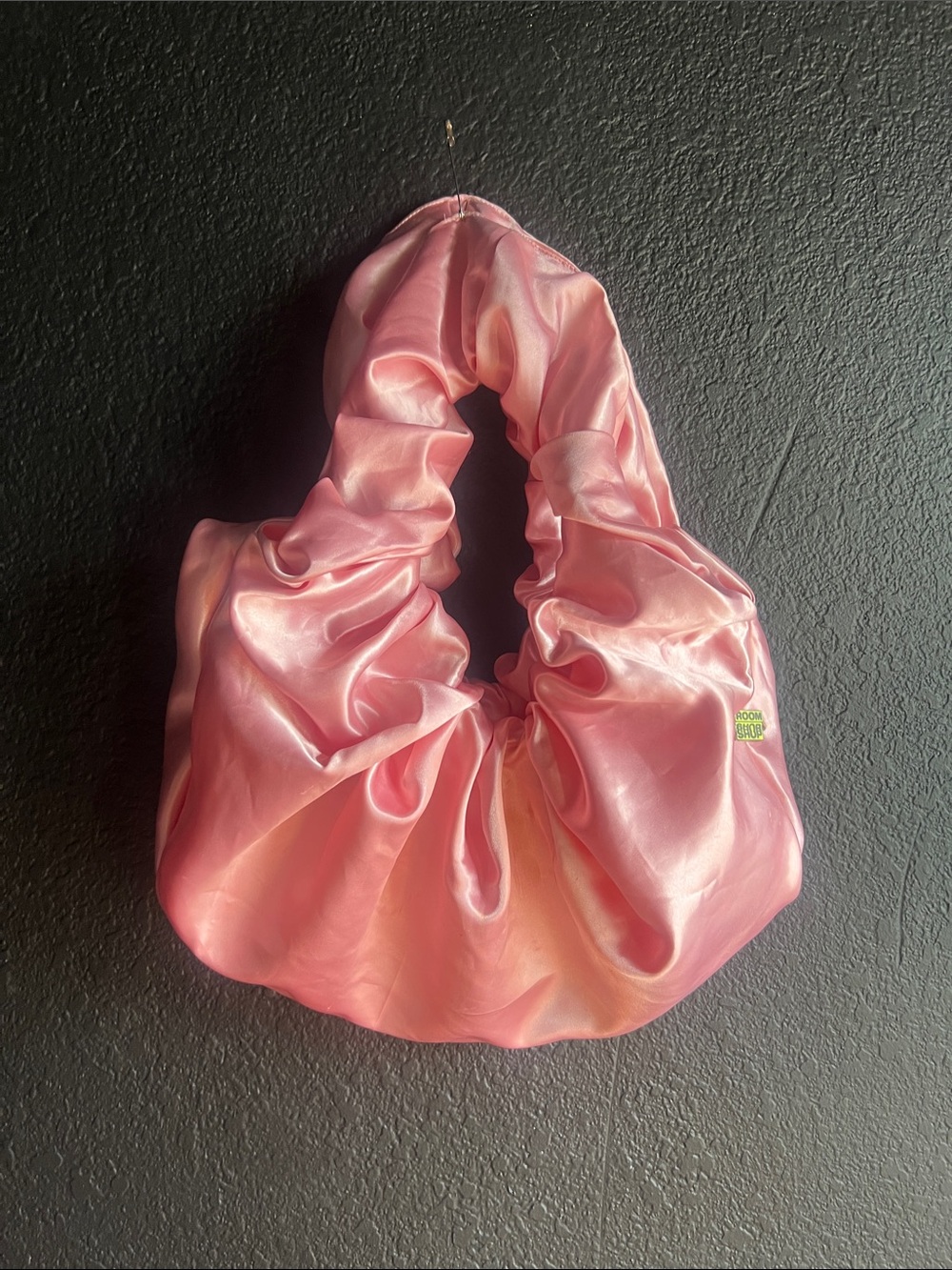 Pink Satin Scrunchie-Style Wristlet Clutch
